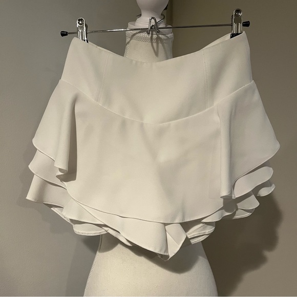 Zara White Ruffle Mini Skirt - Picture 1 of 2